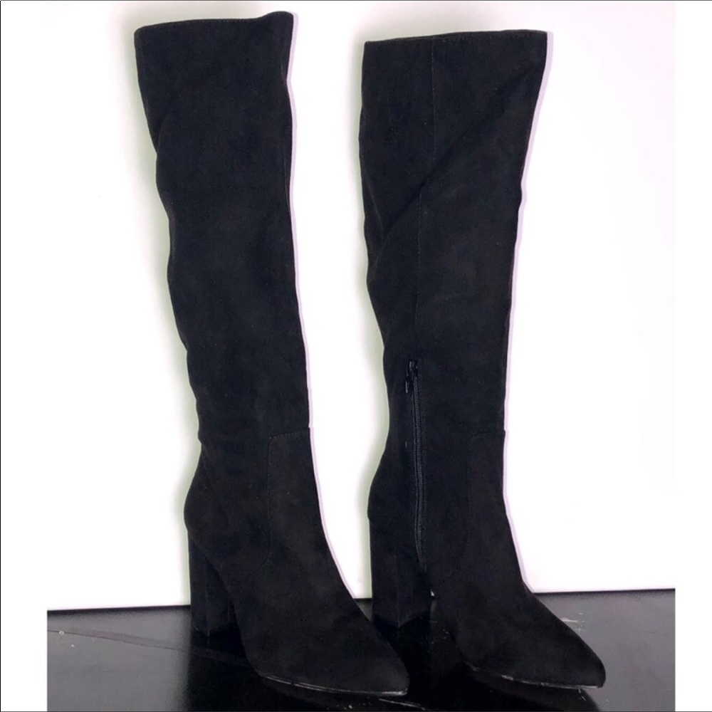 14th & Union Black Faux Suede Heel Tall Boots 6M